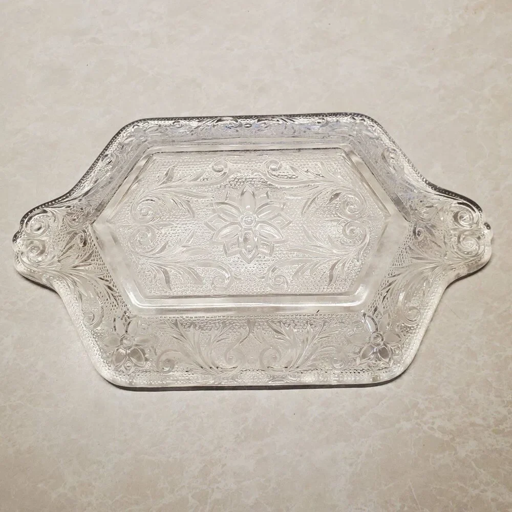 Indiana Glass Clear Sandwich Undertray for Diamond Creamer Sugar Bowl